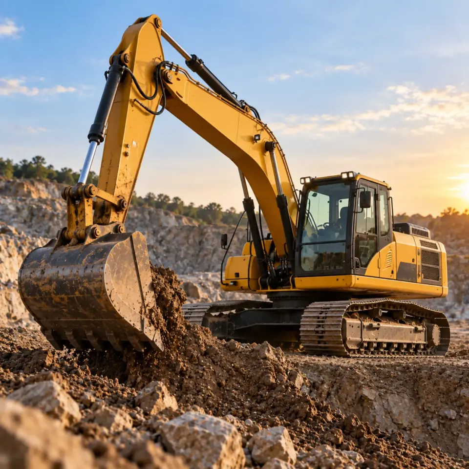 Excavator working at a construction site